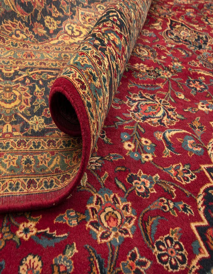 Detail image of  10' 6 x 14'  Hand Knotted Kashan Persian Wool Rug