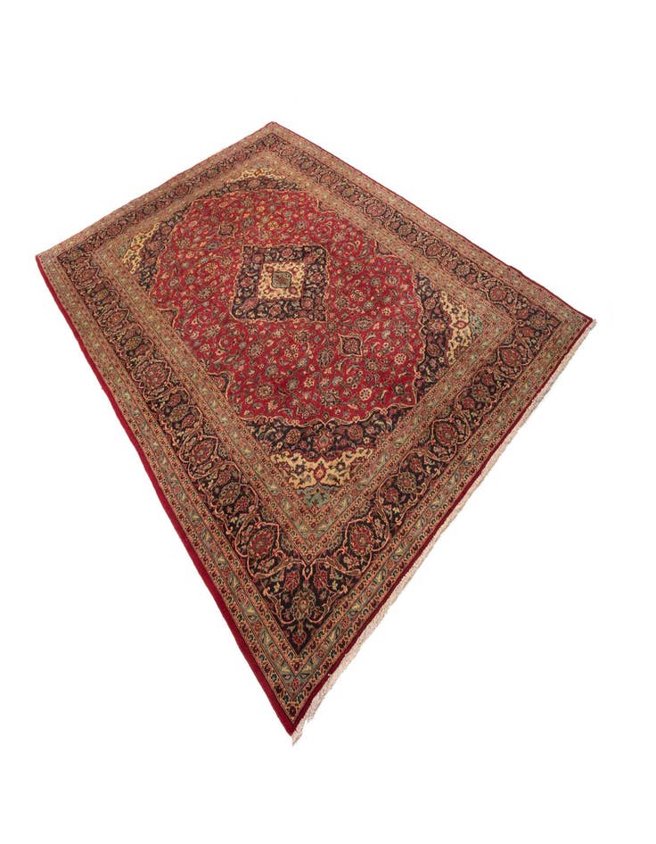 Detail image of  9' 7 x 12' 11  Hand Knotted Kashan Persian Wool Rug