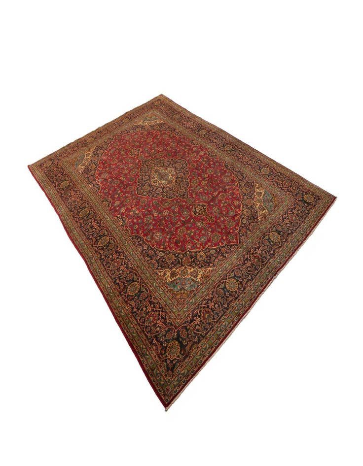 Detail image of  9' 5 x 12' 10  Hand Knotted Kashan Persian Rug