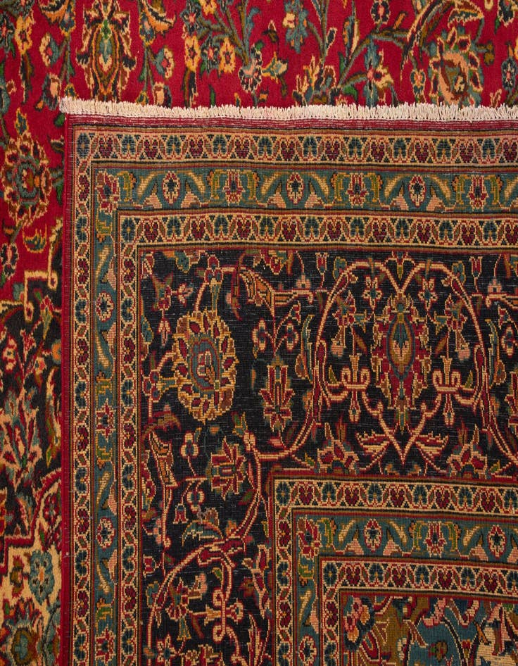 Detail image of  9' 5 x 12' 10  Hand Knotted Kashan Persian Rug