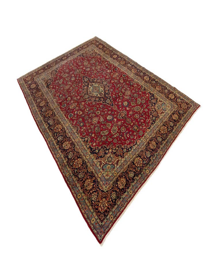 Detail image of  9' 7 x 13' 1  Hand Knotted Kashan Persian Wool Rug