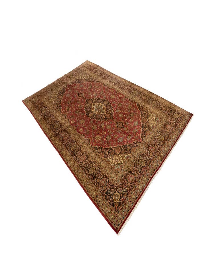 Detail image of  8' 2 x 12' 6  Hand Knotted Kashan Persian Wool Rug