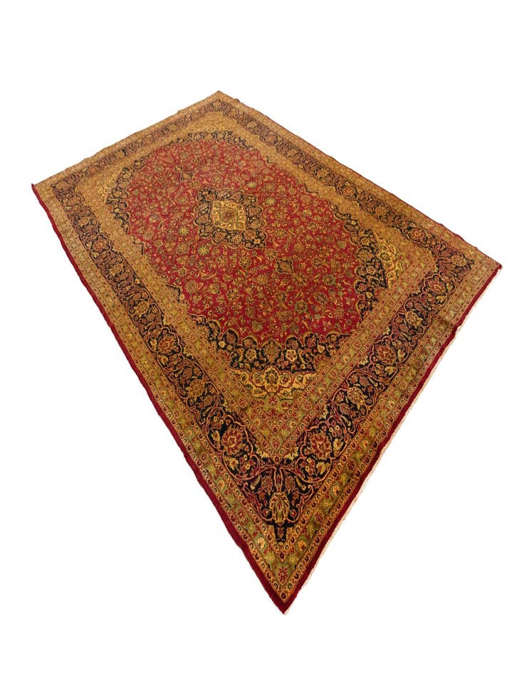 Detail image of  9' 5 x 14' 2  Hand Knotted Kashan Persian Wool Rug