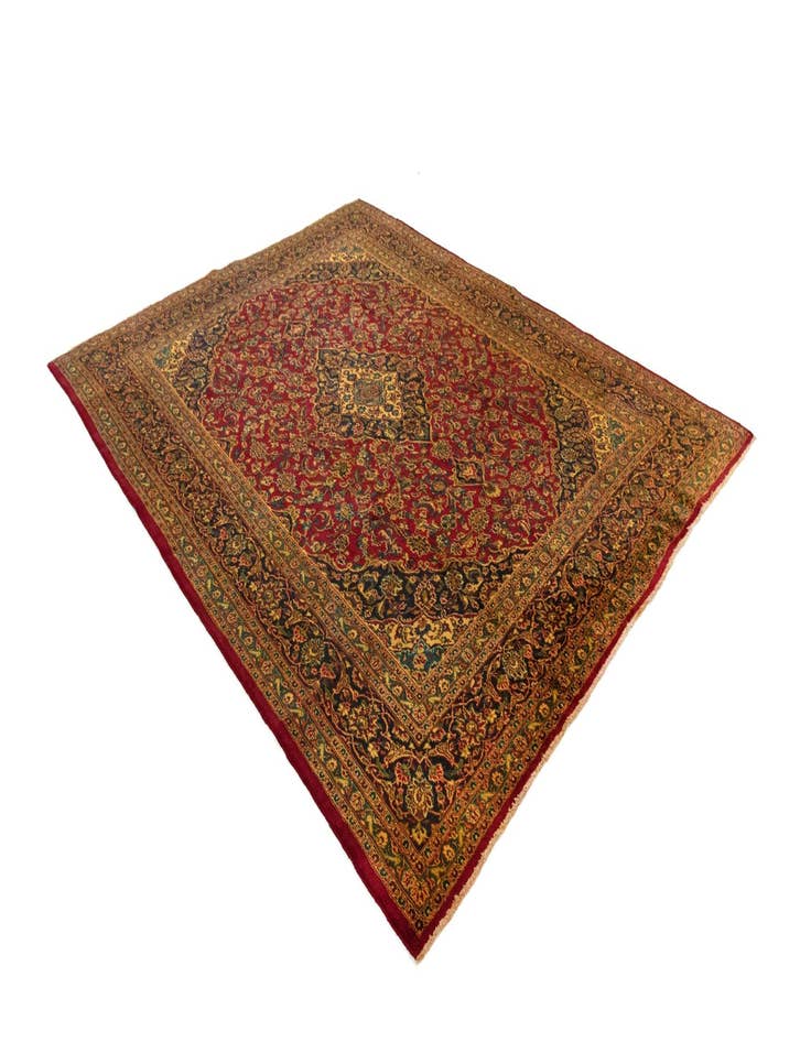 Detail image of  9' 7 x 12' 6  Hand Knotted Kashan Persian Wool Rug