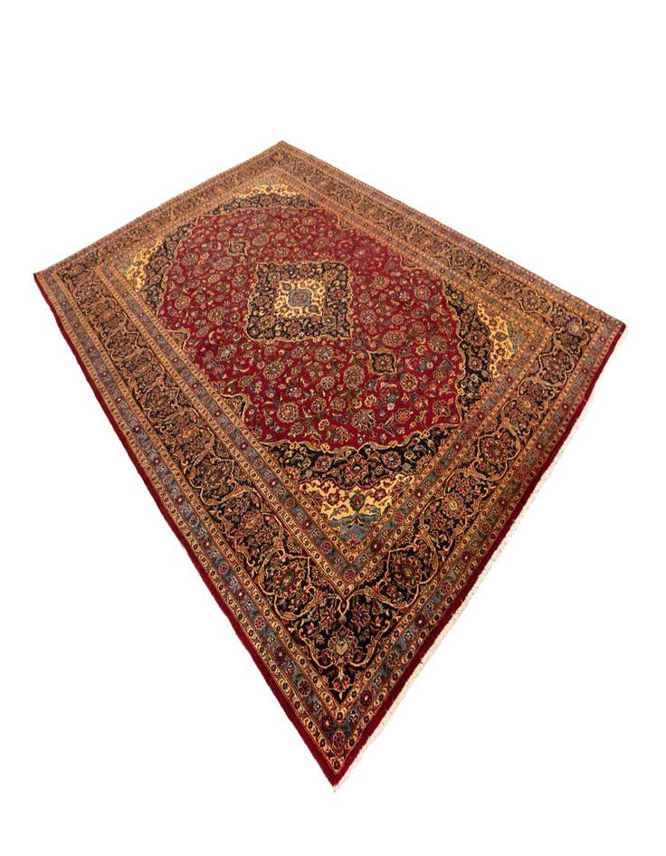 Detail image of  9' 9 x 13' 3  Hand Knotted Kashan Persian Wool Rug