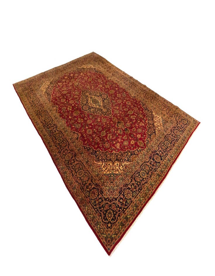 Detail image of  9' 7 x 13' 1  Hand Knotted Kashan Persian Wool Rug