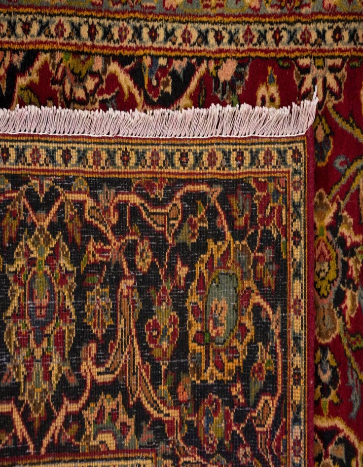 Detail image of  6' x 9' 7  Hand Knotted Kashan Persian Wool Rug