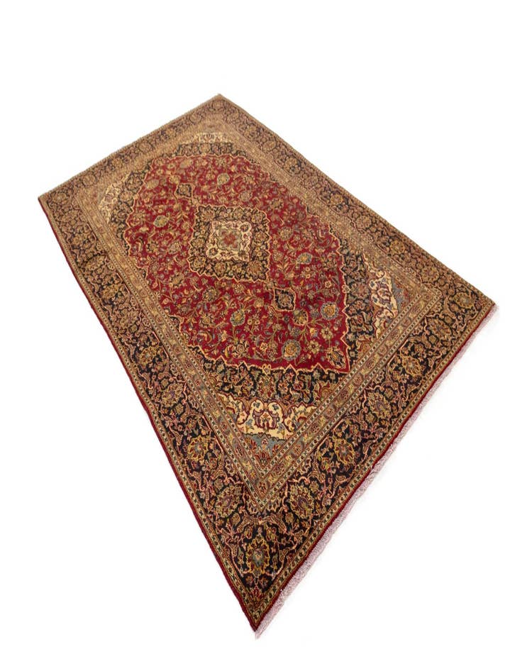 Detail image of  6' x 9' 7  Hand Knotted Kashan Persian Wool Rug