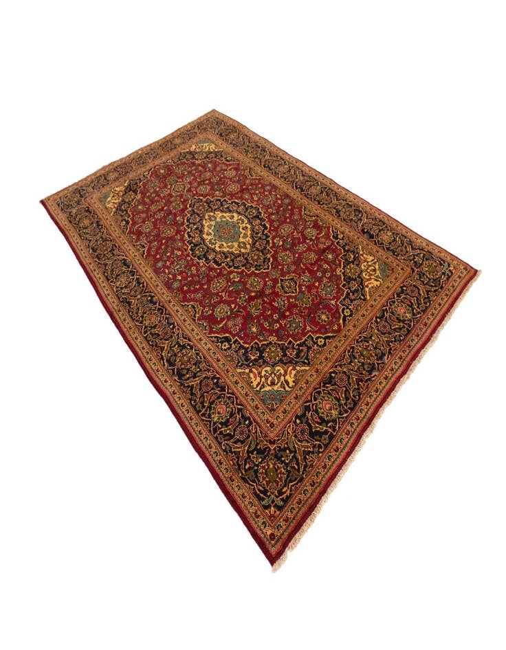 Detail image of  7' 10 x 12'  Hand Knotted Kashan Persian Wool Rug