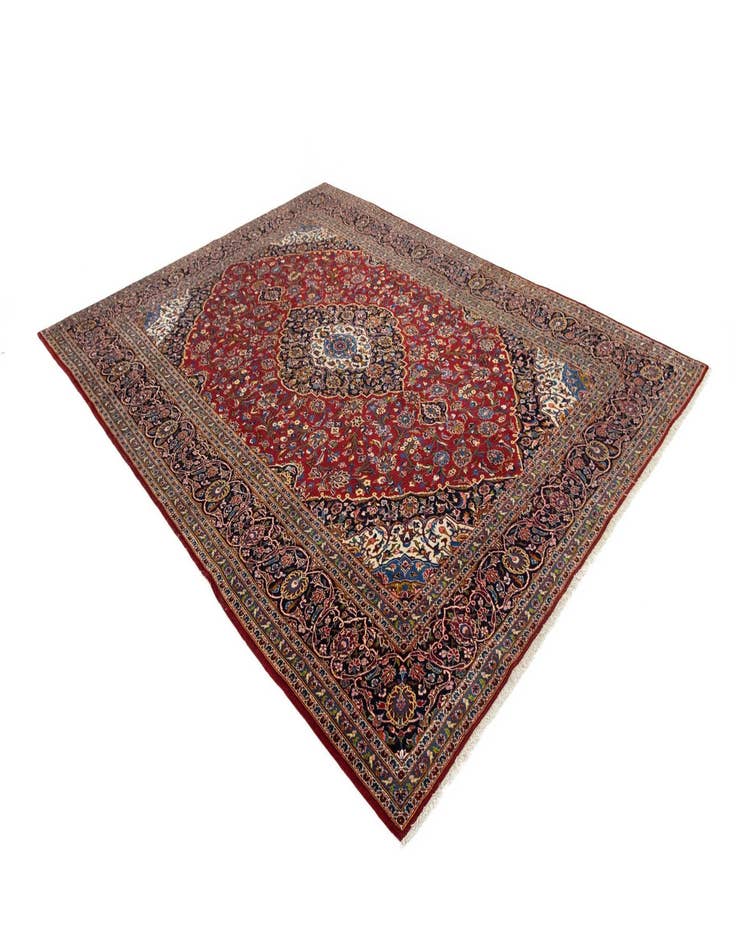 Detail image of  9' 10 x 13' 2  Hand Knotted Kashan Persian Wool Rug