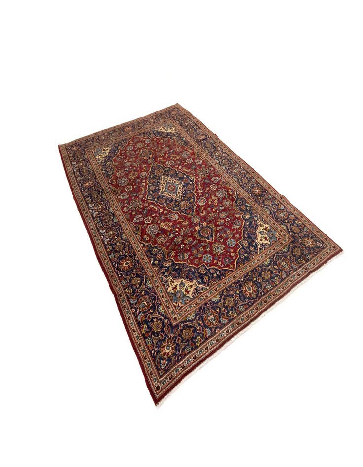 Detail image of  6' 5 x 10' 6  Hand Knotted Kashan Persian Wool Rug