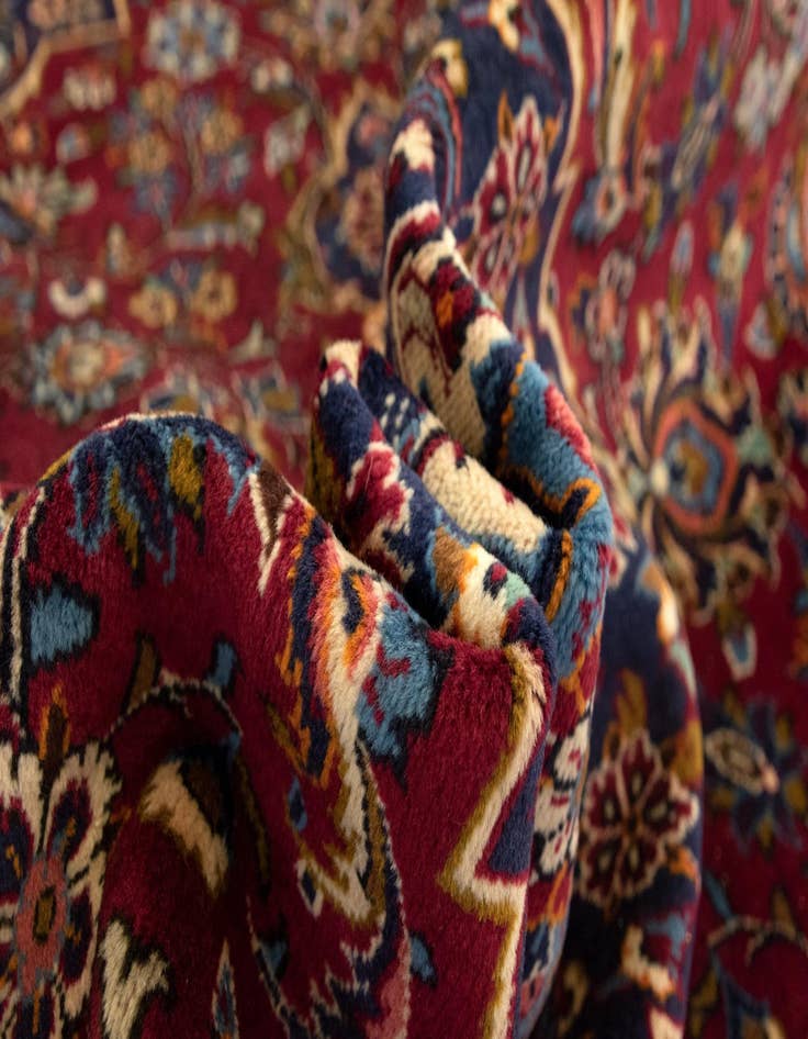 Detail image of  6' 5 x 10' 6  Hand Knotted Kashan Persian Wool Rug