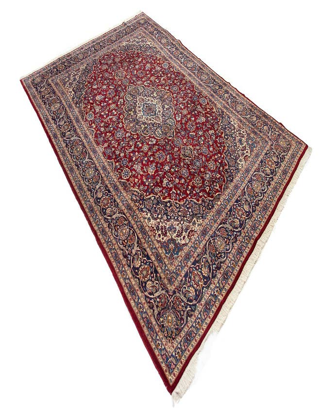 Detail image of  9' 8 x 13' 3  Hand Knotted Kashan Persian Wool Rug