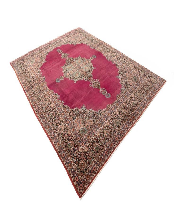 Detail image of  10' 6 x 14' 1  Hand Knotted Kashan Persian Rug