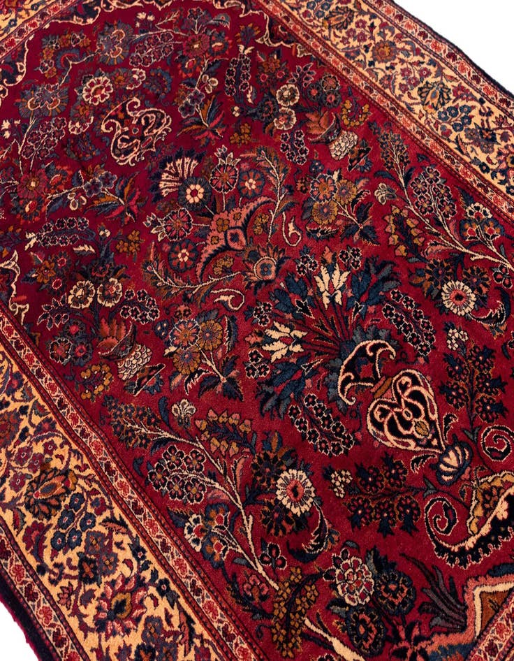 Detail image of  4' 6 x 6' 7 Kashan Wool Rug