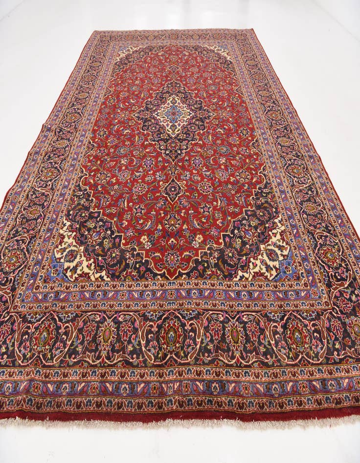 Detail image of  9' 10 x 13' 5  Hand Knotted Kashan Persian Wool Rug