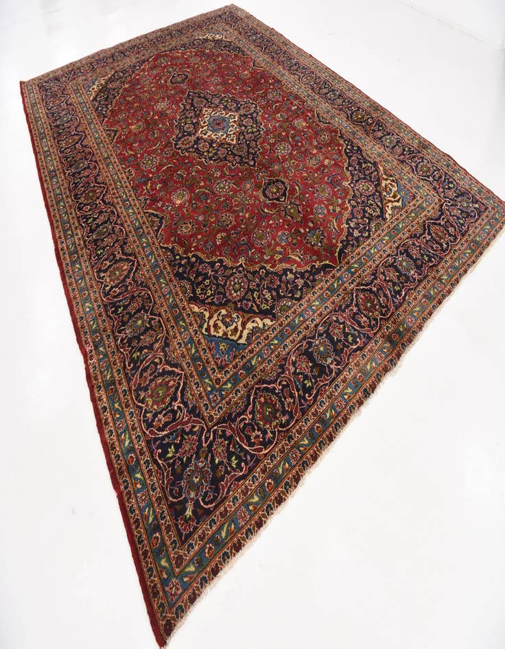 Detail image of  9' 9 x 13' 4  Hand Knotted Kashan Persian Wool Rug