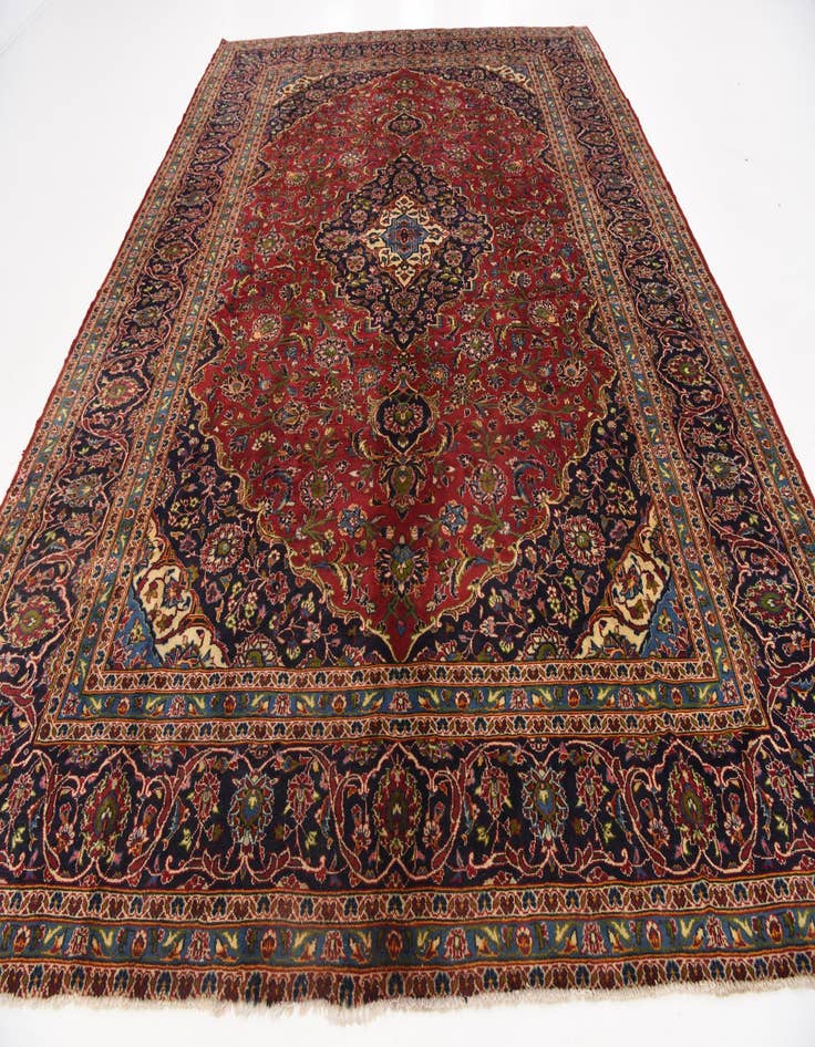 Detail image of  9' 9 x 13' 4  Hand Knotted Kashan Persian Wool Rug