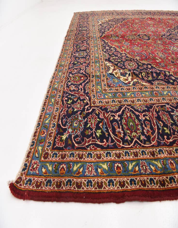 Detail image of  9' 9 x 13' 4  Hand Knotted Kashan Persian Wool Rug