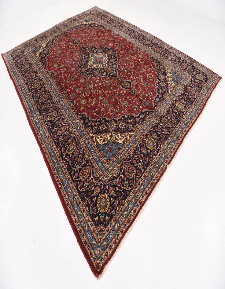 Detail image of  9' 10 x 12' 10  Hand Knotted Kashan Persian Wool Rug