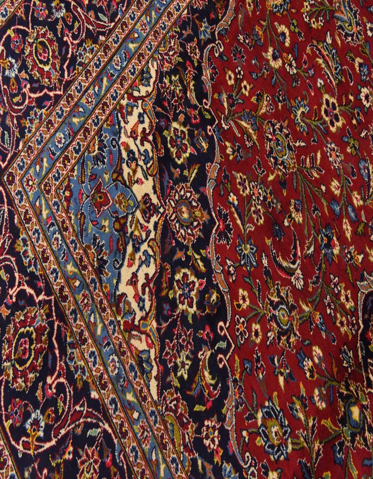 Detail image of  9' 10 x 12' 10  Hand Knotted Kashan Persian Wool Rug