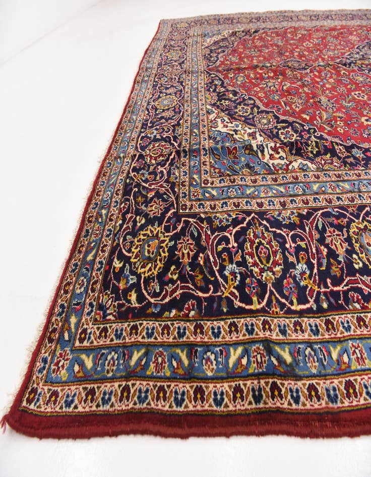 Detail image of  9' 10 x 12' 10  Hand Knotted Kashan Persian Wool Rug