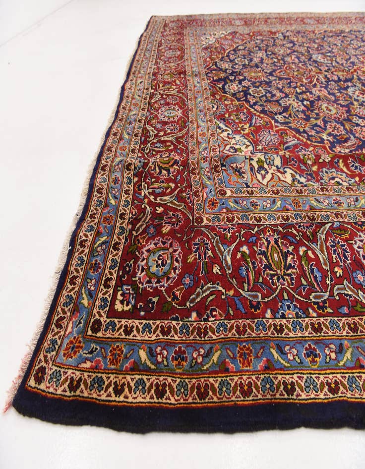 Detail image of  9' 10 x 13' 6  Hand Knotted Kashan Persian Wool Rug