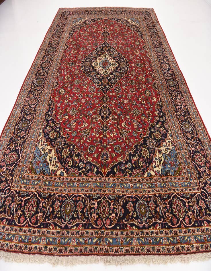 Detail image of  9' 8 x 13' 4  Hand Knotted Kashan Persian Wool Rug