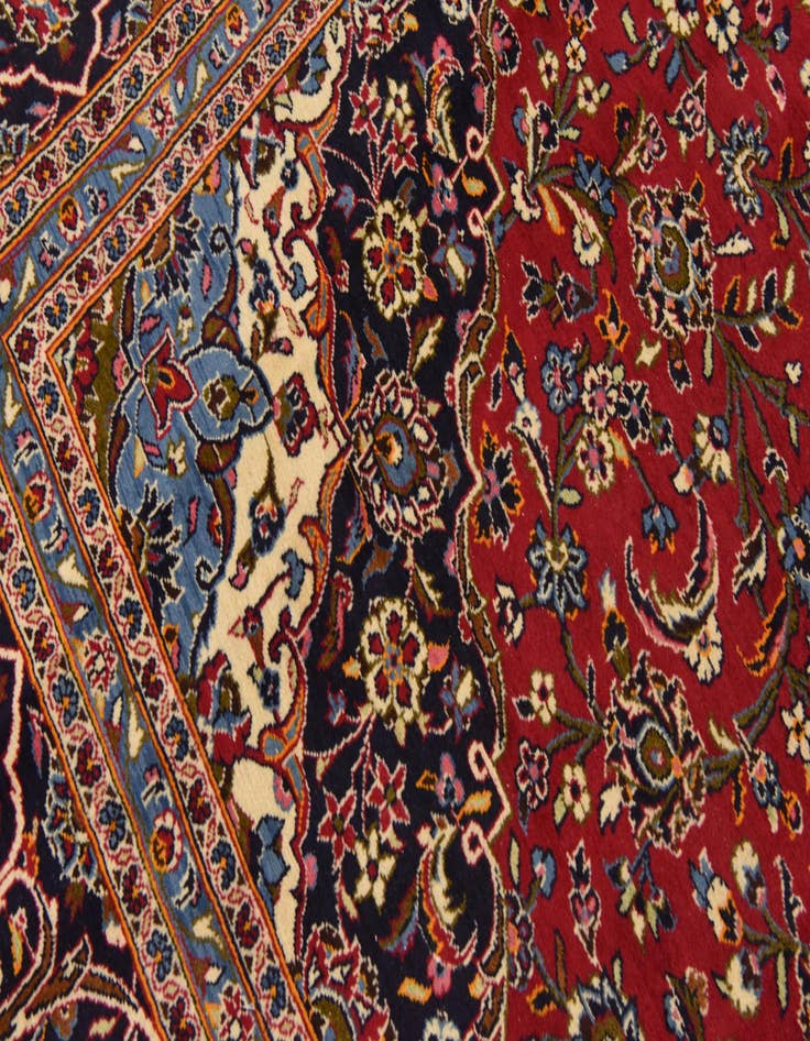Detail image of  9' 8 x 13' 4  Hand Knotted Kashan Persian Wool Rug