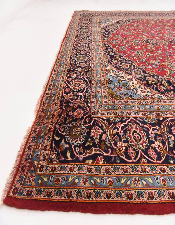 Detail image of  9' 8 x 13' 4  Hand Knotted Kashan Persian Wool Rug