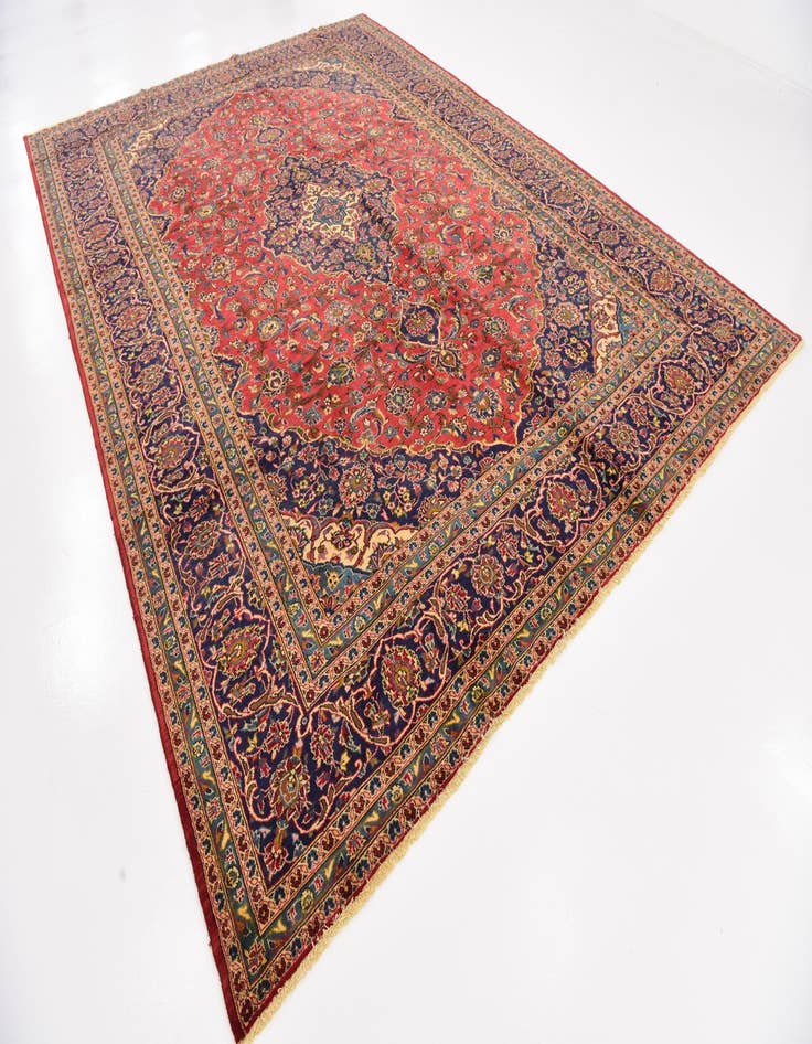 Detail image of  9' 9 x 13' 6  Hand Knotted Kashan Persian Wool Rug