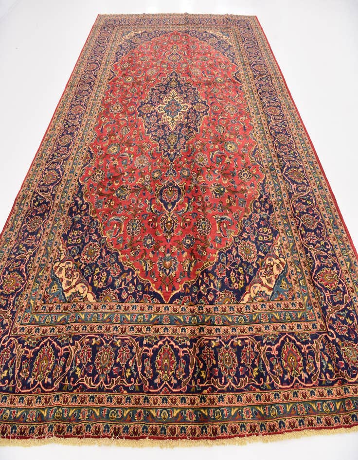 Detail image of  9' 9 x 13' 6  Hand Knotted Kashan Persian Wool Rug