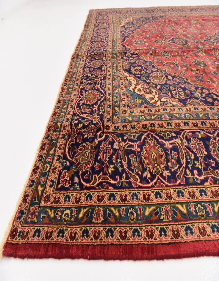 Detail image of  9' 9 x 13' 6  Hand Knotted Kashan Persian Wool Rug