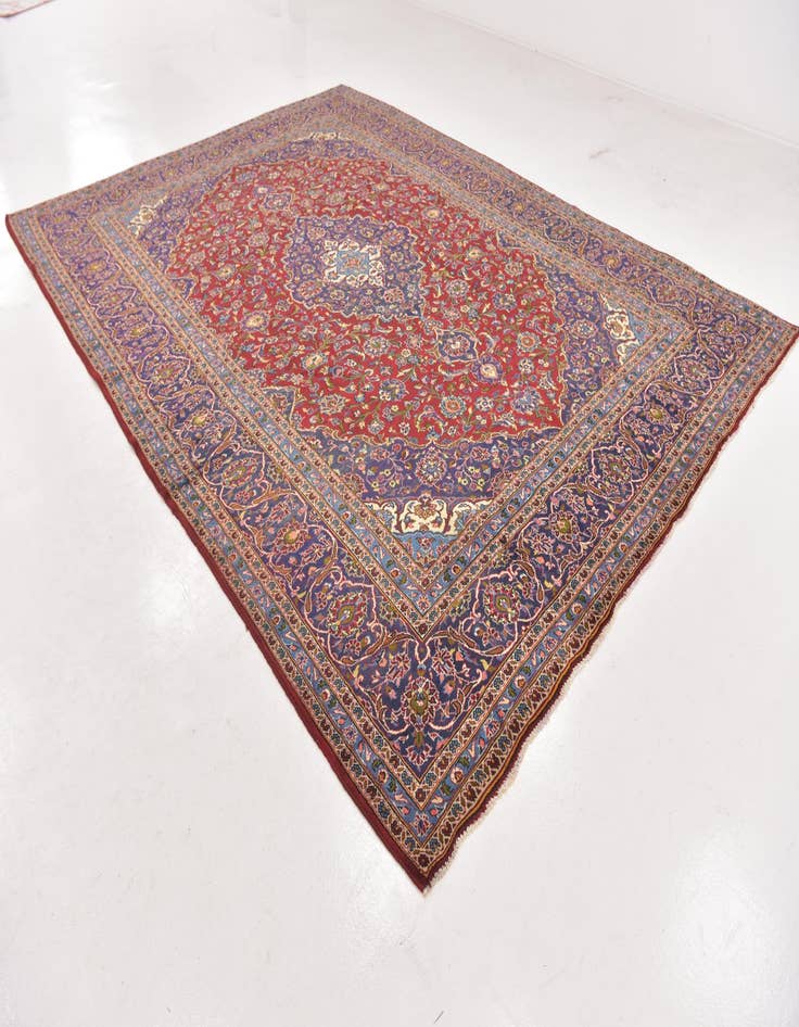 Detail image of  9' 9 x 13' 3  Hand Knotted Kashan Persian Wool Rug