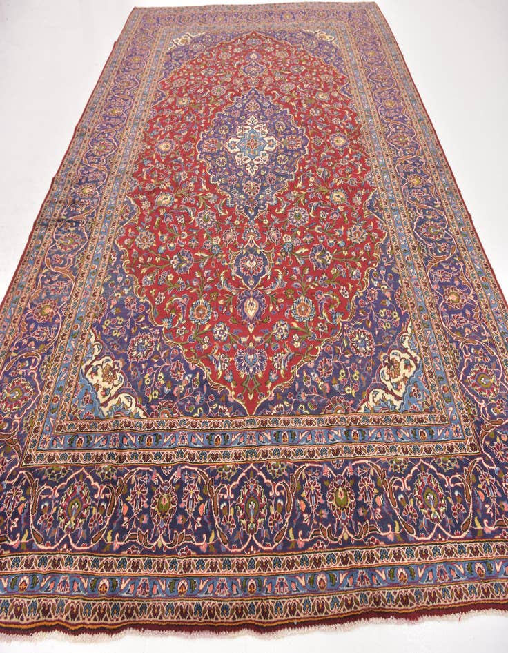 Detail image of  9' 9 x 13' 3  Hand Knotted Kashan Persian Wool Rug