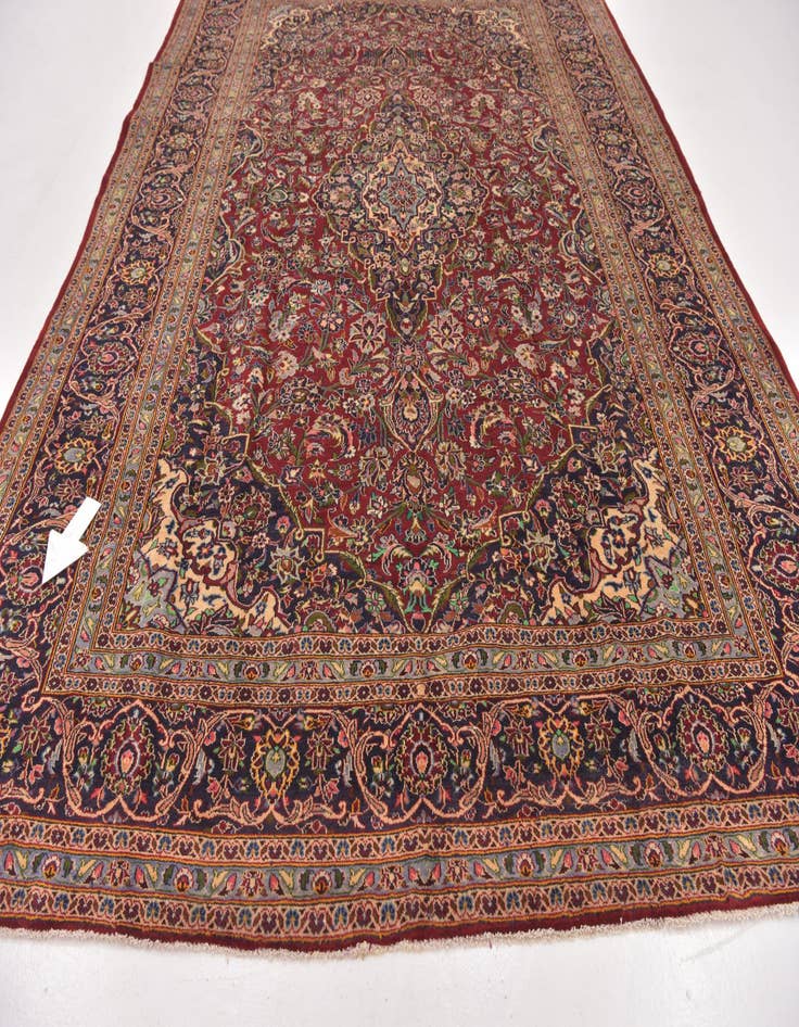 Detail image of  9' 7 x 13' 8  Hand Knotted Kashan Persian Wool Rug