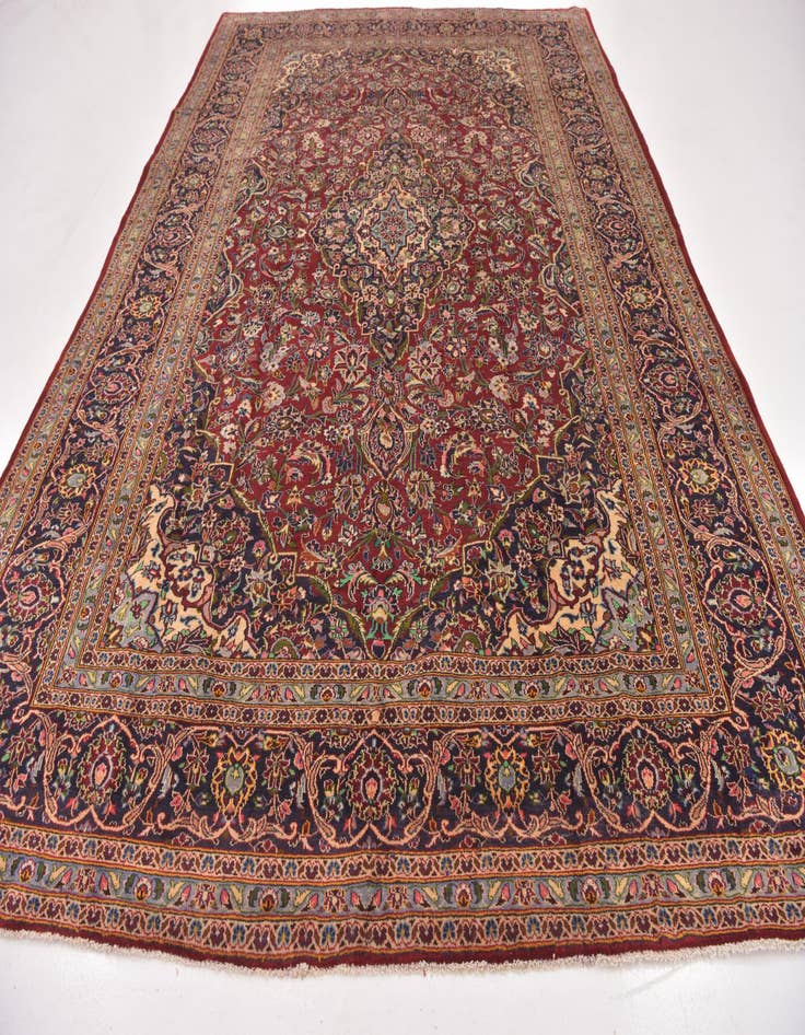 Detail image of  9' 7 x 13' 8  Hand Knotted Kashan Persian Wool Rug