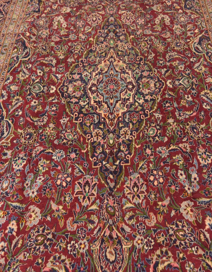 Detail image of  9' 7 x 13' 8  Hand Knotted Kashan Persian Wool Rug