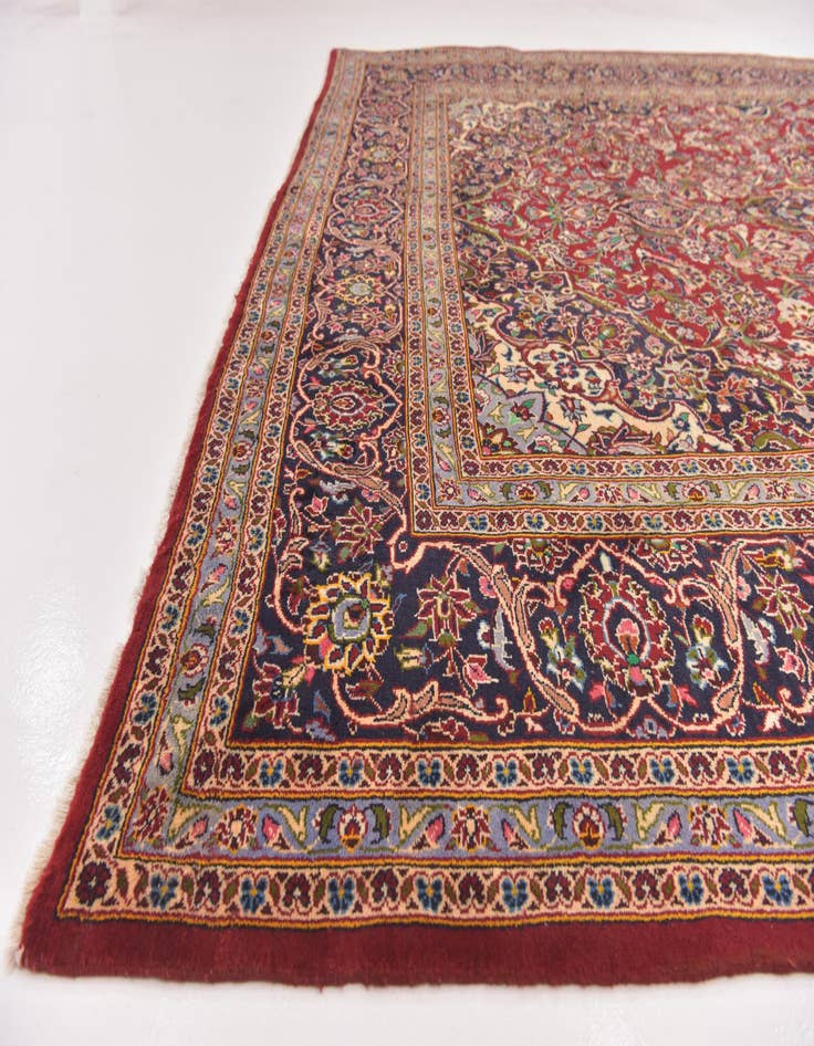 Detail image of  9' 7 x 13' 8  Hand Knotted Kashan Persian Wool Rug