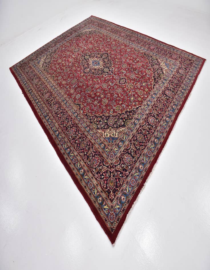 Detail image of  9' 9 x 12' 8  Hand Knotted Kashan Persian Wool Rug