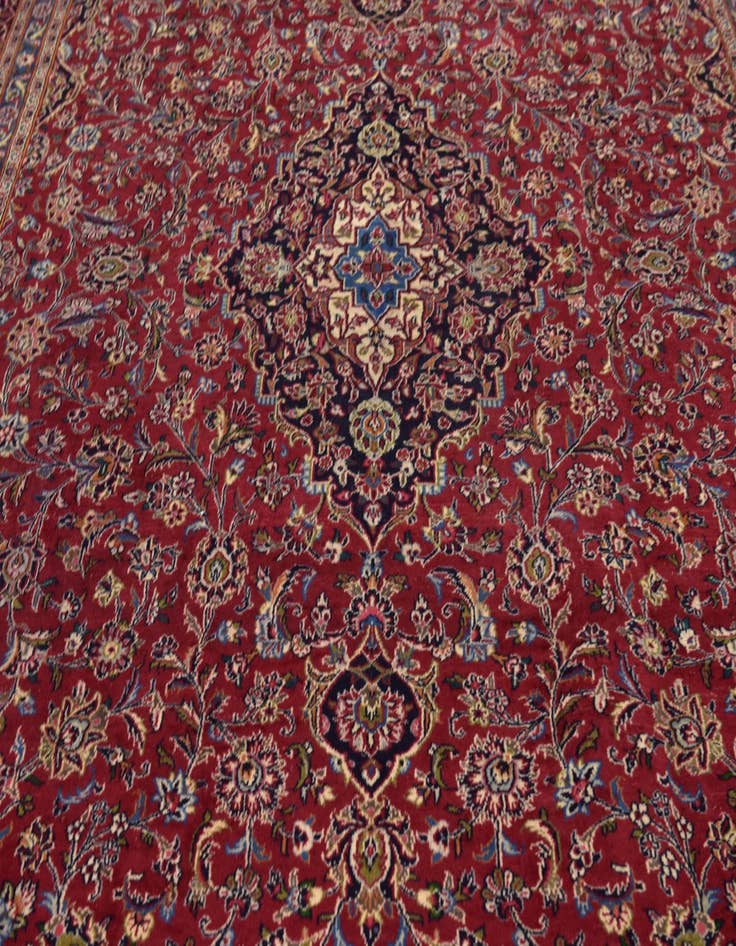 Detail image of  9' 9 x 12' 8  Hand Knotted Kashan Persian Wool Rug