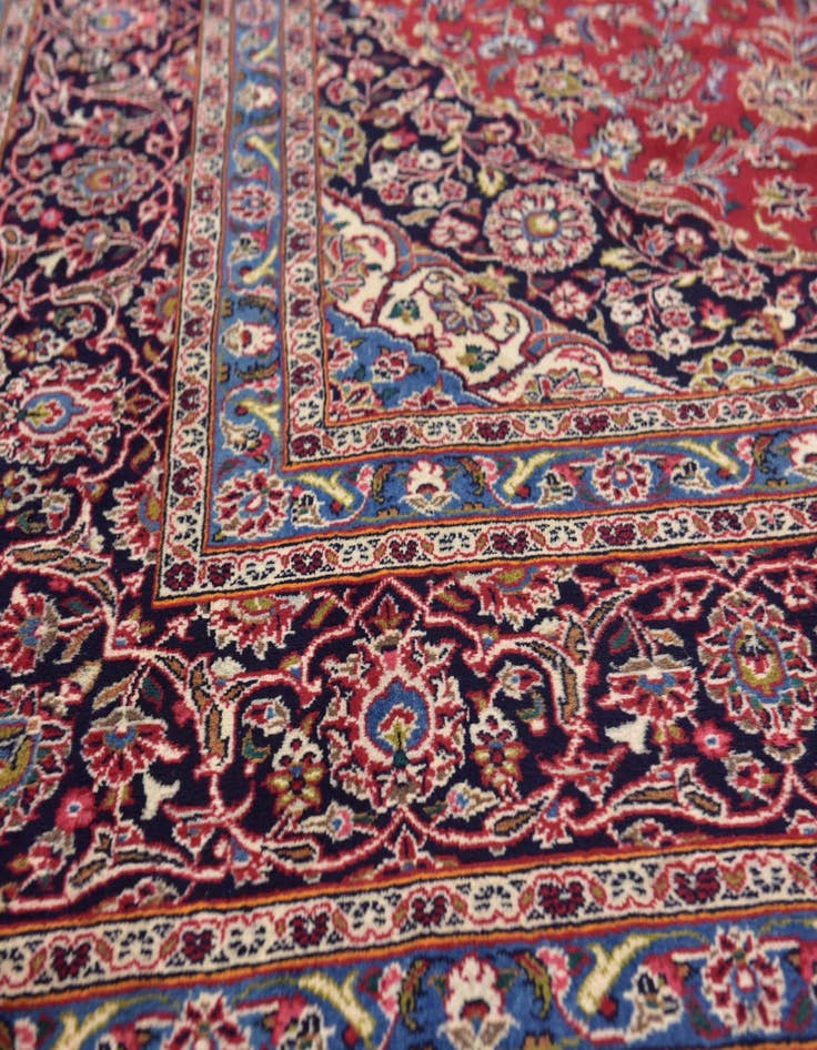 Detail image of  9' 9 x 12' 8  Hand Knotted Kashan Persian Wool Rug