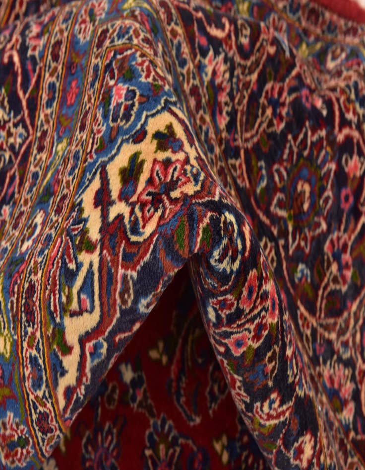 Detail image of  9' 6 x 13'  Hand Knotted Kashan Persian Wool Rug