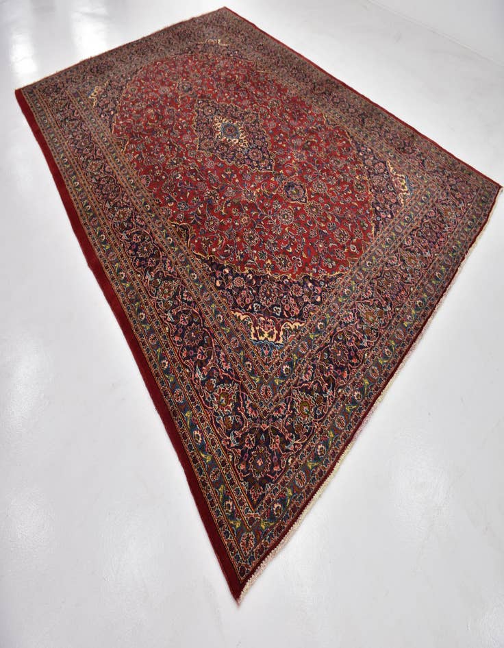 Detail image of  9' 6 x 13'  Hand Knotted Kashan Persian Wool Rug