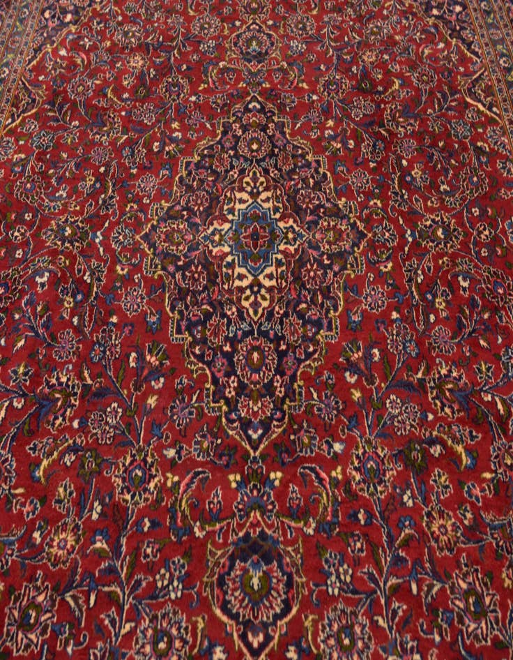 Detail image of  9' 6 x 13'  Hand Knotted Kashan Persian Wool Rug