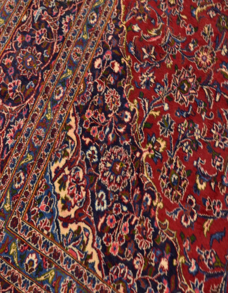 Detail image of  9' 6 x 13'  Hand Knotted Kashan Persian Wool Rug