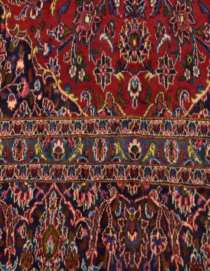 Detail image of  9' 6 x 13'  Hand Knotted Kashan Persian Wool Rug