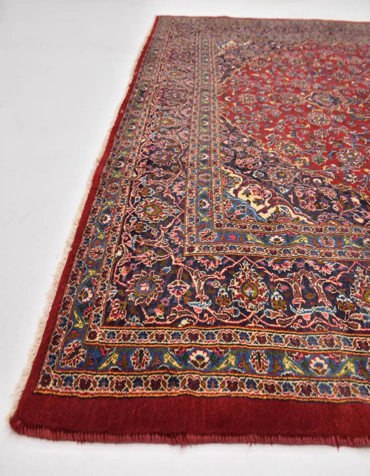 Detail image of  9' 6 x 13'  Hand Knotted Kashan Persian Wool Rug