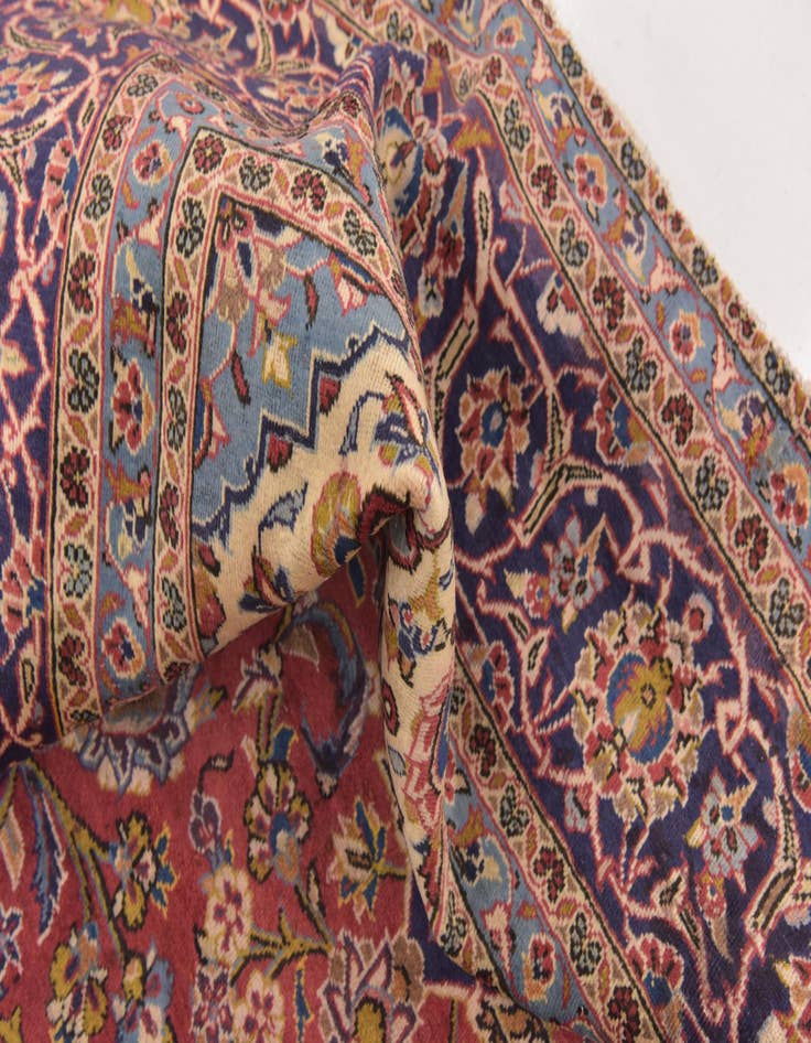 Detail image of  9' 6 x 12' 10  Hand Knotted Kashan Persian Wool Rug