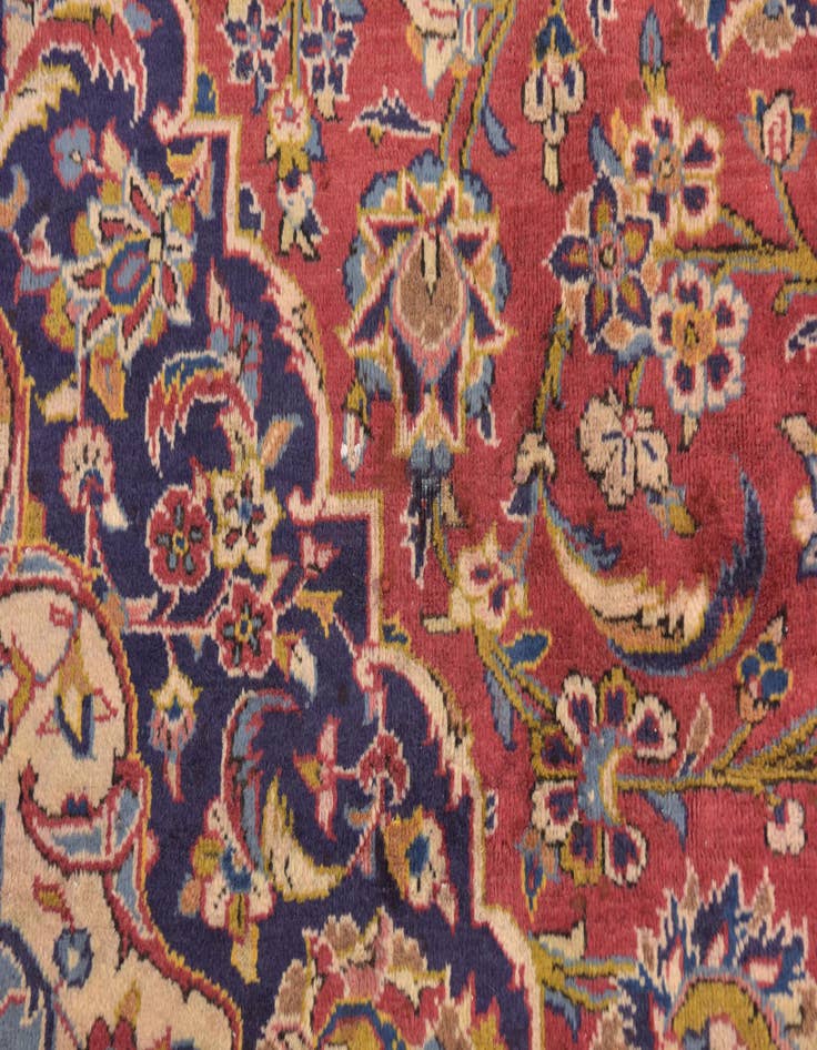Detail image of  9' 6 x 12' 10  Hand Knotted Kashan Persian Wool Rug